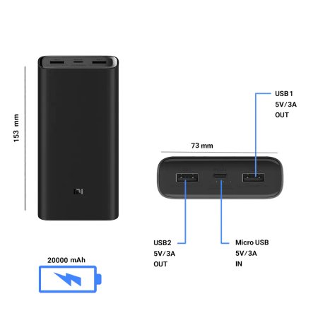 Xiaomi Power Bank 3 Mi Power Bank 20000 mAh Pro PLM07ZM