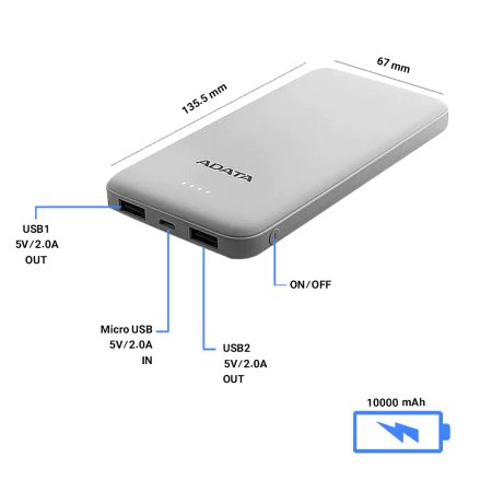 Adata T10000 10000mAh Power Bank