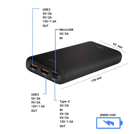 Silicon Power C20QC 20000mAh Power Bank