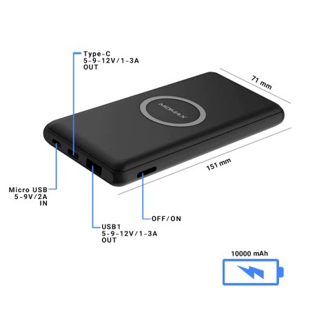 Momax QPower minimal IP89 Wireless 10000mAh Power Bank