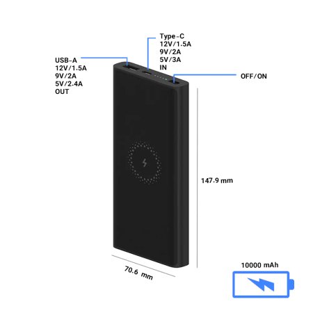 Xiaomi Model WPB15ZM 10000mAh Wireless Power Bank