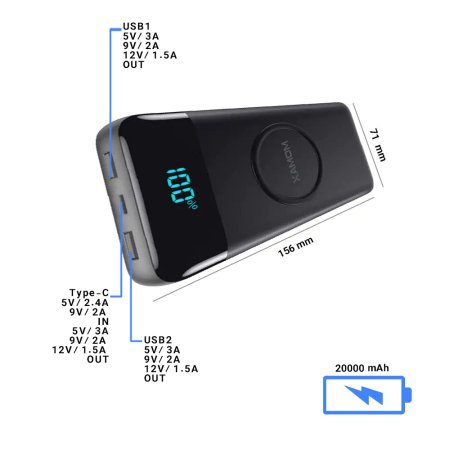 Momax iPower Minimal PD3 IP92 20000mAh Power Bank