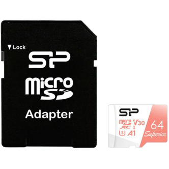 کارت حافظه microSDXC سیلیکون پاور مدل Superior کلاس 10 استاندارد UHS- I U3 A1 سرعت 100MBps ظرفیت 64 گیگابایت به همراه آداپتور SD کارت حافظه microSDXC سیلیکون پاور مدل Superior کلاس 10 استاندارد UHS- I U3 A1 سرعت 100MBps ظرفیت 64 گیگابایت به همراه آداپتور SD