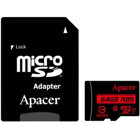 Apacer V30 UHS-I U3 Class 10 85MBps microSDXC 64GB with SD Adapter