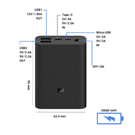 Xiaomi 10000mAh Mi Power Bank Ultra Compact