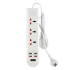 Leitu Ls-3 3-Outlet Power Strip + 4 Port USB Charger
