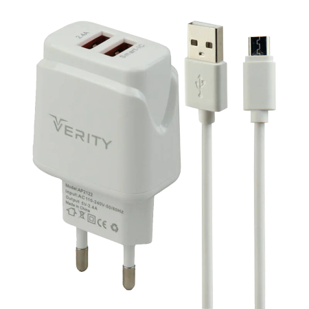 Verity AP-2121 Wall Charger With MicroUSB Cable