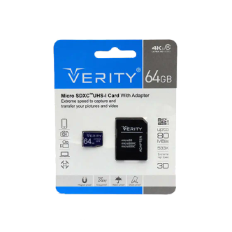 کارت حافظه microSDXC وریتی کلاس 10 استاندارد UHS-I U3 سرعت 80MBps ظرفیت 64 گیگابایت کارت حافظه microSDXC وریتی کلاس 10 استاندارد UHS-I U3 سرعت 80MBps ظرفیت 64 گیگابایت