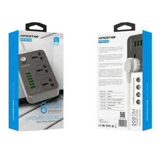 چند راهی 3 خانه برق کینگ استار KingStar KPS5109 طول 2 متر دارای شارژر USB چند راهی 3 خانه برق کینگ استار KingStar KPS5109 طول 2 متر دارای شارژر USB