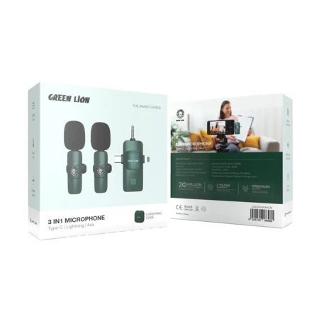 Green Lion 3 IN 1 Microphone Type-C / Lightning / Aux GN3IN1WMGN