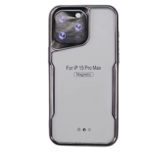 کاور مدل ژله ای شفاف دور تیتانیوم مناسب برای گوشی موبایل آیفون iPhone 15 Pro Max