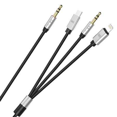 Earldom ET-AUX09 AUX To Lightning/Type-C/AUX 1.2m Cable