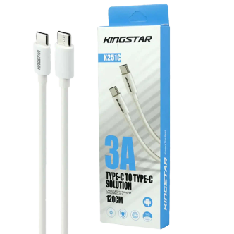 کابل دو سر تایپ سی KingStar K251C Type-C to Type-C 3A طول 1.2m کابل دو سر تایپ سی KingStar K251C Type-C to Type-C 3A طول 1.2m