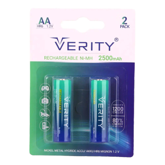 باتری دوتایی قلمی شارژی Verity Rechargeable Ni-MH HR6 AA 2500mAh