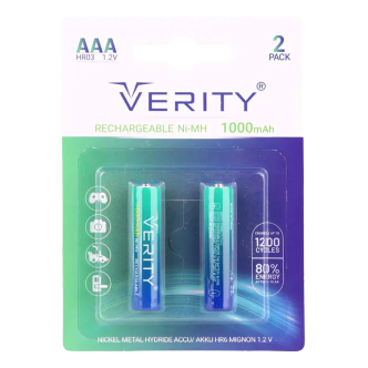 باتری دوتایی نیم قلمی شارژی وریتی Ni-MH HR03 AAA ظرفیت 1000mAh