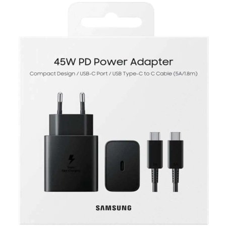 Samsung 2-pin 45W wall charger model EP-T4511 with USB-C cable