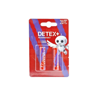 باتری نیم قلمی قابل شارژ دیتکس پلاس ظرفیت 800mAh مدل AAA HR03 بسته 2 عددی