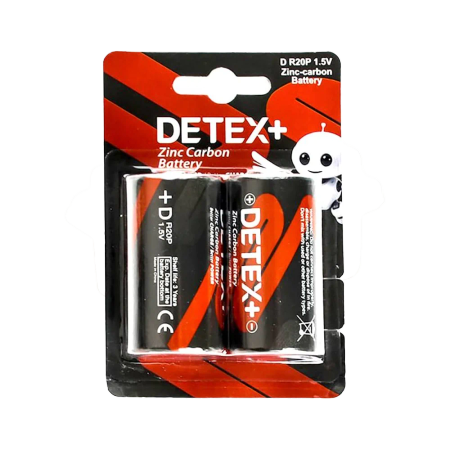Detex Plus Battery Zinc Carbon 1.5V R14P D SIZE 2PCS