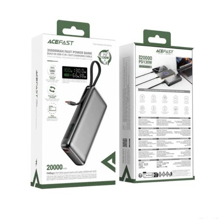 ACEFAST M22 PD130W GaN 20000mAh Fast Charge Power Bank 130W Power with Connected Cablee