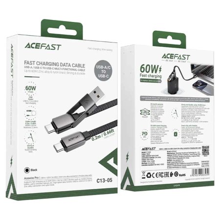 ACEFAST C13-05 Type-C and USB double-ended cable 20cm 60w