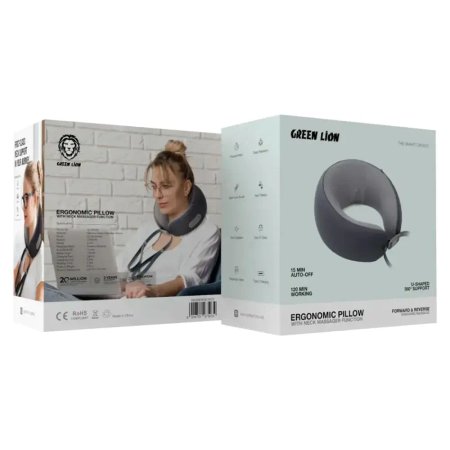 Green Lion Ergonomic Pillow With Neck Massager Function