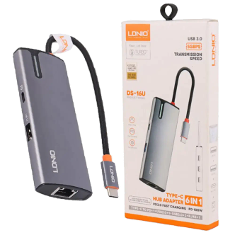 هاب 6 پورت USB-C الدنیو مدل DS-16U هاب 6 پورت USB-C الدنیو مدل DS-16U