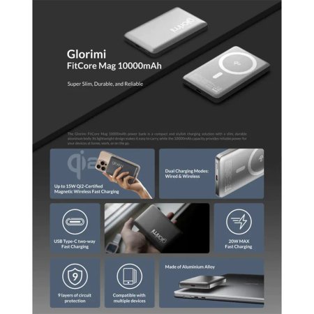 Glorimi Fit Core Mag 15W Power Bank 10000mAh
