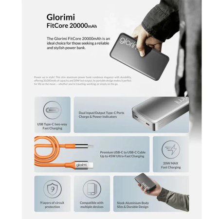 Glorimi Fit Core 20W Power Bank 20000mAh