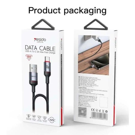 Yesido CA129 3A 18W 1.2m Type-C To USB Cable