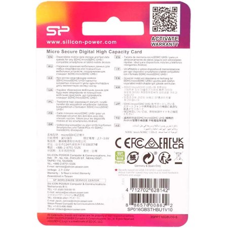 SILICON POWER ELITE V10 U1 C10 100MB/S 16GB MICROSD MEMORY CARD