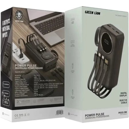Green lion Pulse 30000mAh power Bank PD 22.5W