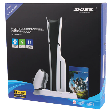 Dobe P-5 TP5-3537B PS5 /PS5 Slim Charging Stand With Cooling Fan Discs Slot