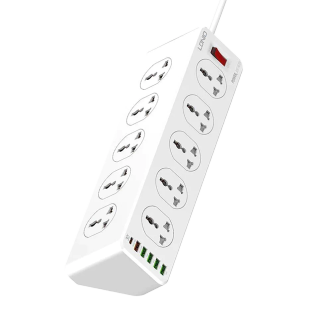 چند راهی 10 خانه الدینیو SC10610 با کابل 2 متری + شارژر USB و Type-C