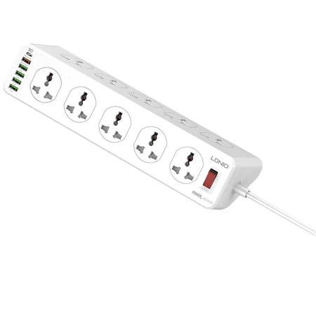 Ldnio SC10610 10 Way 2M Electricity Adapter With 5 USB 1 Type-C Port