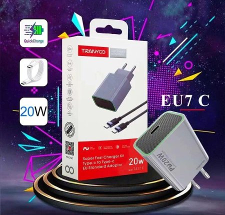 Tranyoo T-EU7 C Super Fast Wall Charger 20W with Type-C cable