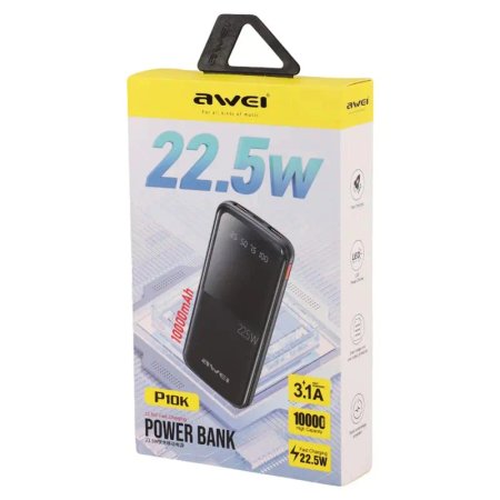 Awei P10K 22.5W power bank, 10000mAh capacity