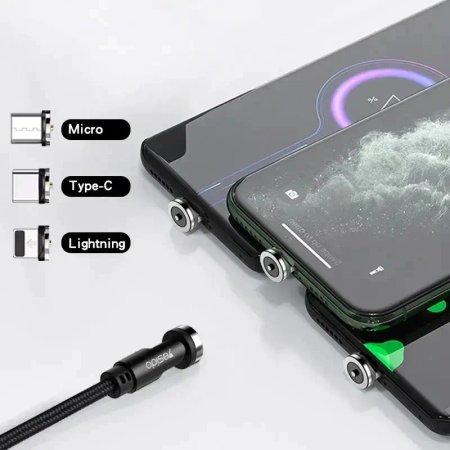 Magnetic conversion cable USB to microUSB / USB-C / Lightning Yesido model CA68