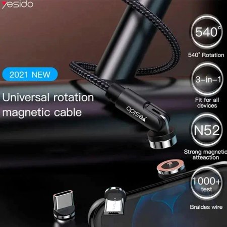 Magnetic conversion cable USB to microUSB / USB-C / Lightning Yesido model CA68