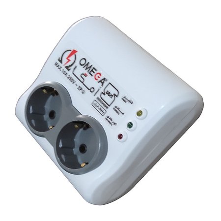 محافظ ولتاژ امگا مدل P2100 با نشانگر LED و دوشاخه ارت‌دار