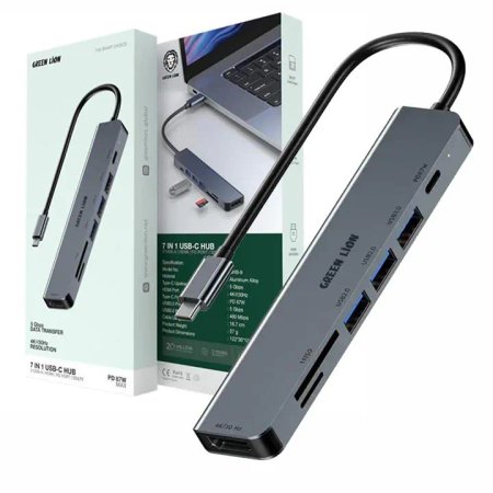 هاب 7 پورت با ورودی Type C گرین لاین مدل GHB-9