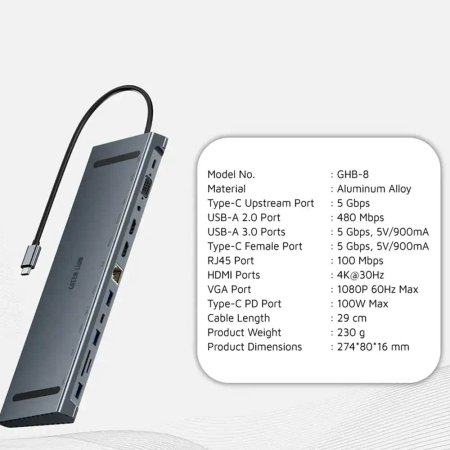 GREEN LION GHB-8 12IN1 4K HDMI HUB