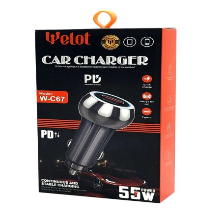 شارژر فندکی ولوت مدل WE-C67 PD توان 55 وات