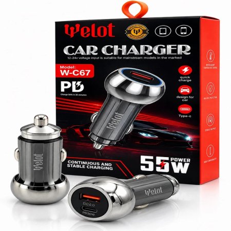 شارژر فندکی ولوت مدل WE-C67 PD توان 55 وات
