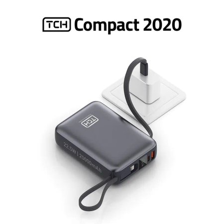 TCH Compact 2020 22.5W Power Bank 20000mAh with USB-C and Lightning Cables