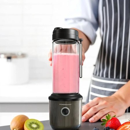 شیکر شارژی پاورولوجی Press and Refresh Portable Blender مدل PSM013BK گنجایش 450 میلی لیتر