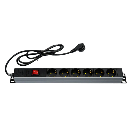 چند راهی 6 خانه ارت دار پارت الکتریک PE2253 Rack Mount با کابل 1/8 متری