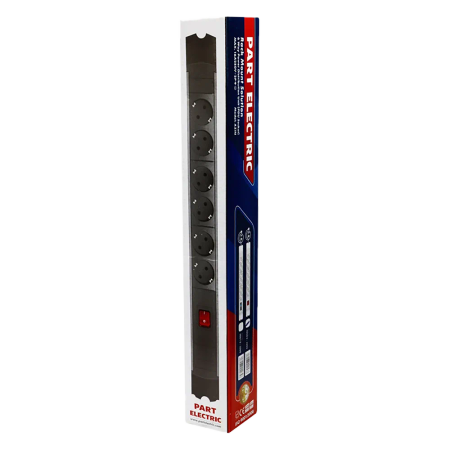 چند راهی 6 خانه ارت دار پارت الکتریک PE2253 Rack Mount با کابل 1/8 متری
