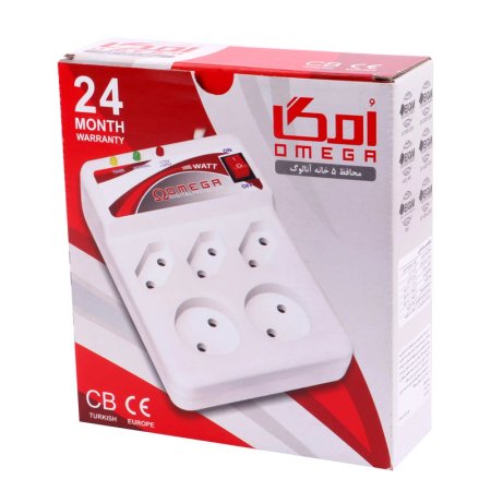محافظ برق تلویزیون و یخچال و فریزر 5 خانه امگا با کابل 3 متری