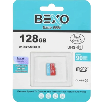 کارت حافظه بکسو مدل 600X کلاس 10 استاندارد UHS-I U3 سرعت 90MBps ظرفیت 128 گیگابایت