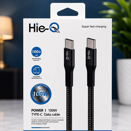 کابل تبدیل USB-C به USB-C هایکیو مدل POWER 100W طول 1 متر